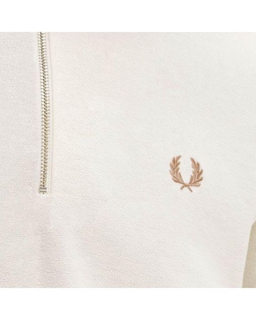 Fred Perry Natural Crepe Pique Zip Neck Polo Shirt for men