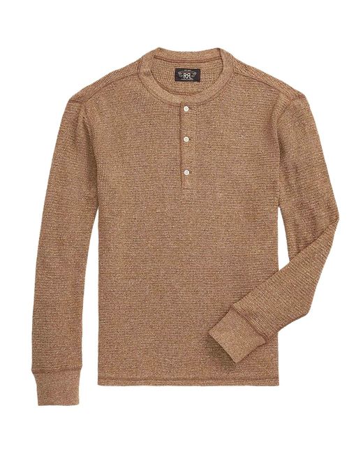 RRL Brown Waffle-knit Henley Shirt for men