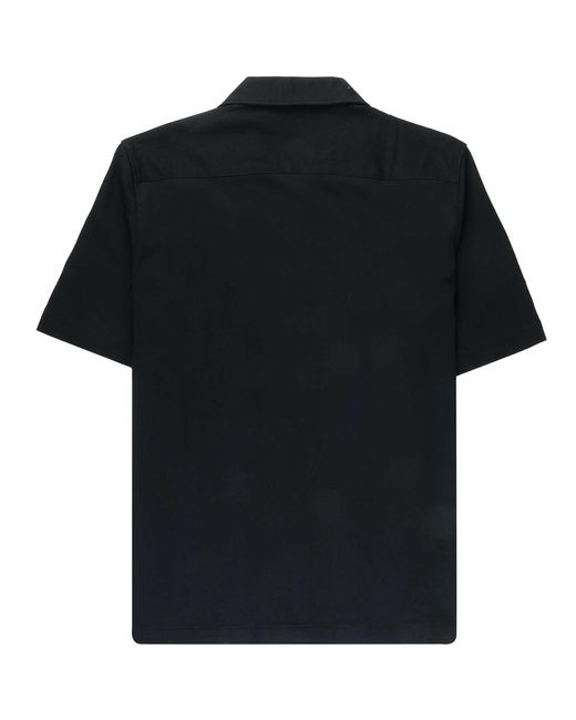 Fred Perry Black Woven Mesh Panel Revere Shirt for men