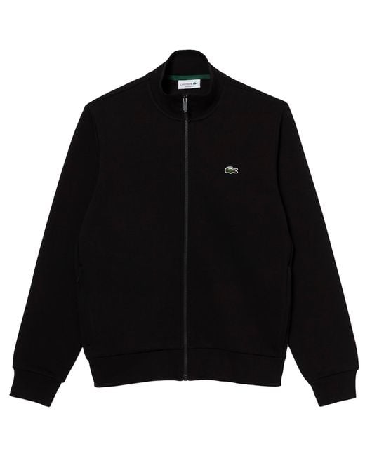 Lacoste Black Regular Fit Brushed Fleece Zipped Sweatshirt for men