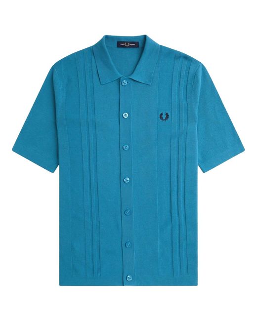 Fred Perry Blue Button Through Knitted Shirt for men
