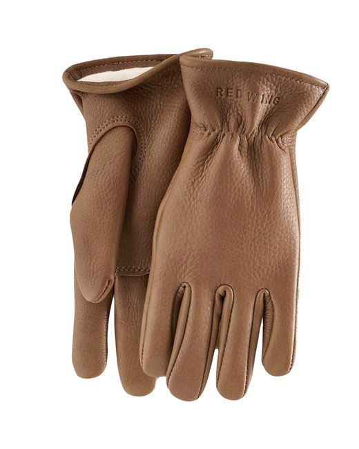 Red Wing Brown Buckskin Leather Lined Gloves for men