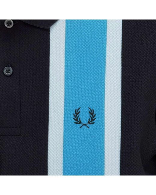 Fred Perry Blue Woven Mesh Relaxed Polo Shirt for men