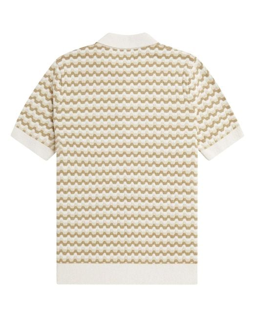 Fred Perry Natural Boucle Jacquard Knitted Polo Shirt for men