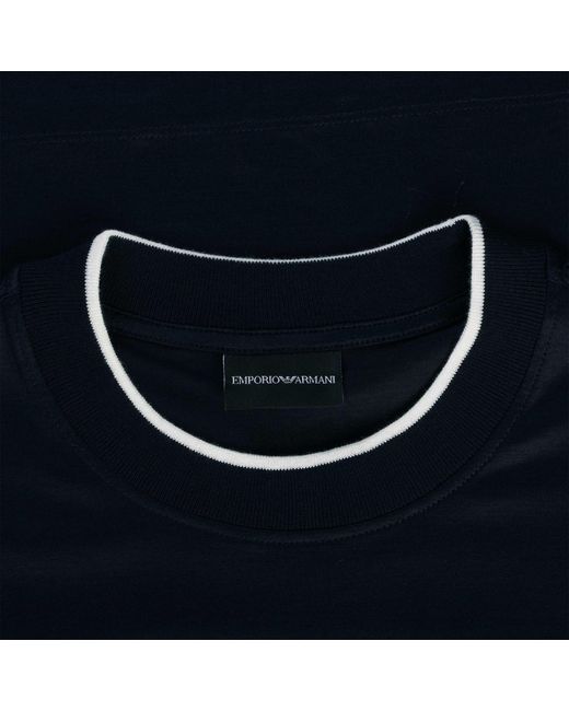 Emporio Armani Blue Logo-flocked Jersey T-shirt for men