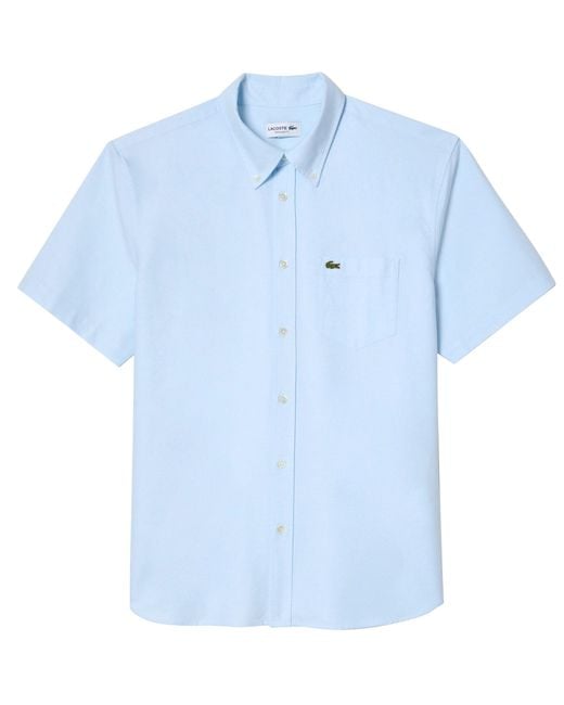 Lacoste Blue Short Sleeve Oxford Shirt for men