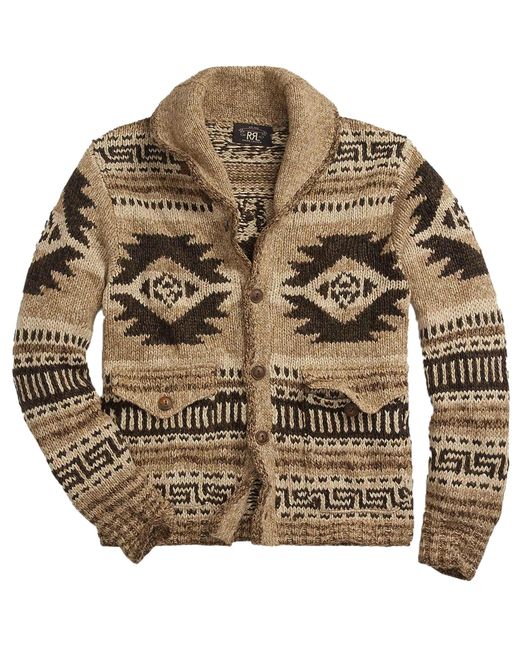 RRL Brown Hand-knit Linen-blend Cardigan for men
