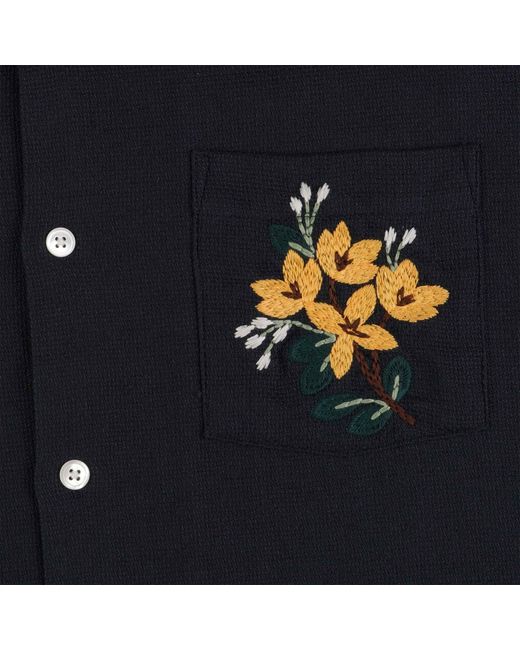 Portuguese Flannel Blue Pique Embroidered Shirt for men