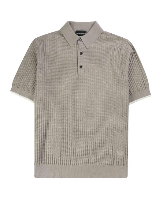Emporio Armani Gray Knitted Polo Shirt for men