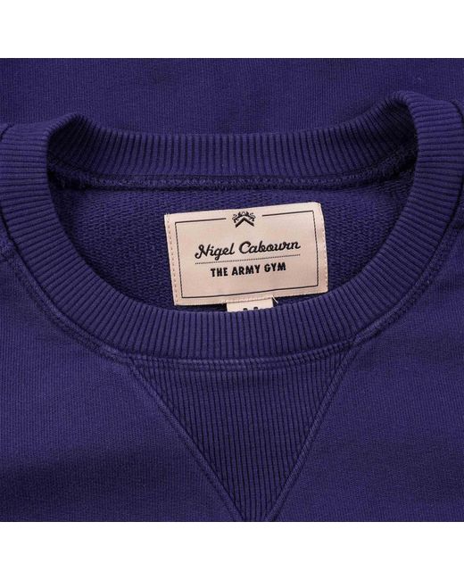 Nigel Cabourn Blue Embroidered Arrow Crew Neck Sweatshirt for men
