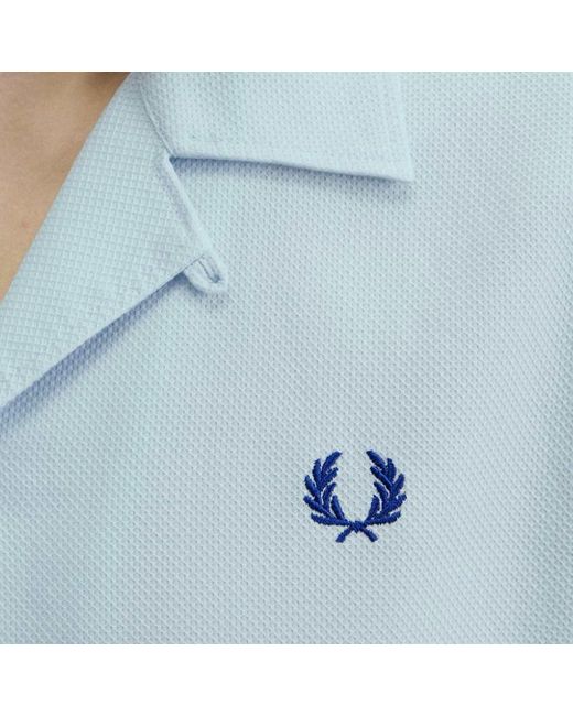 Fred Perry Blue M7774 Pique Texture Revere Collar Shirt for men