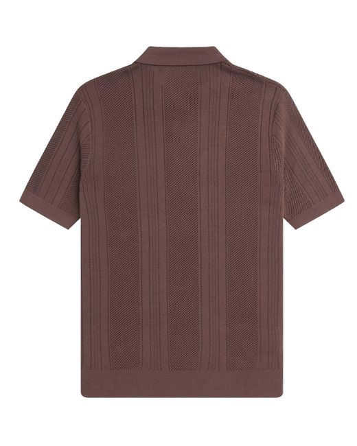 Fred Perry Brown Crochet Knit Shirt for men