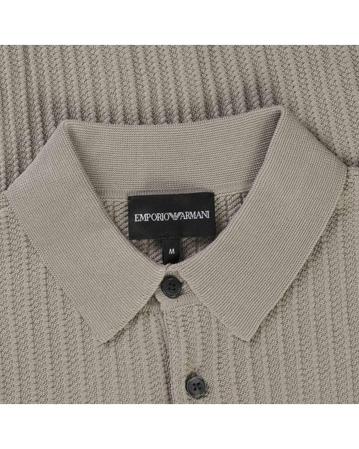 Emporio Armani Gray Knitted Polo Shirt for men