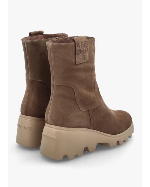 Wonders Brown Wedge Ankle Boots