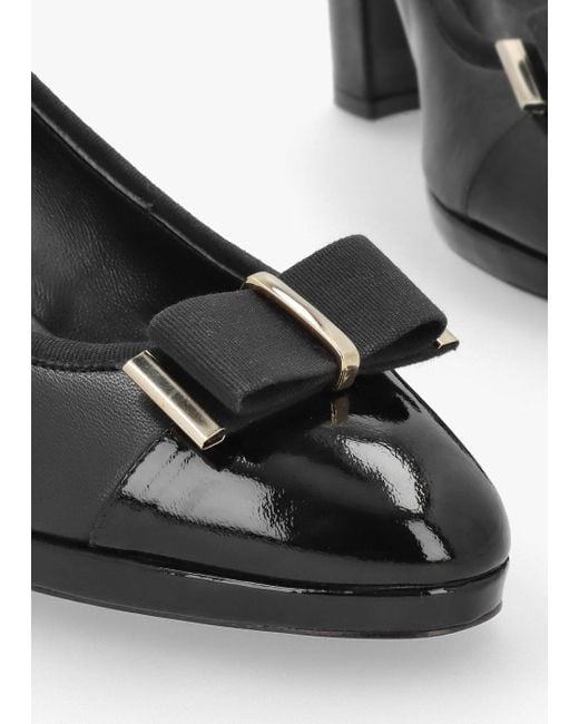 Daniel Paige Black Leather Block Heel Court Shoes