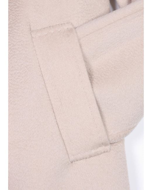 FLOUU Pink Beige Wool Cashmere Double Breasted Longline Coat