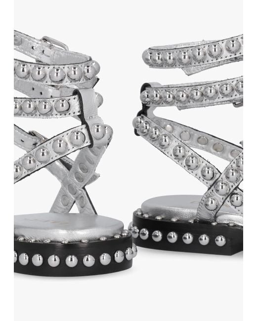 Daniel White Eternal Silver Leather Studded Gladiator Sandals