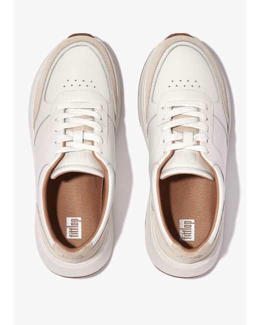 Fitflop F Mode Urban White Leather Flatform Trainers