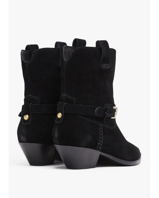 Daniel Esmena Black Suede Western Ankle Boots