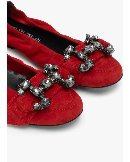 Kennel & Schmenger Red Malu Jewel Embellished Rosso Smoke Suede Pumps