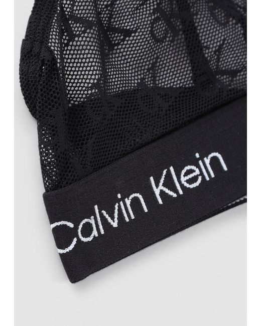 Calvin Klein Black S 1996 Logo Lace Triange Bra