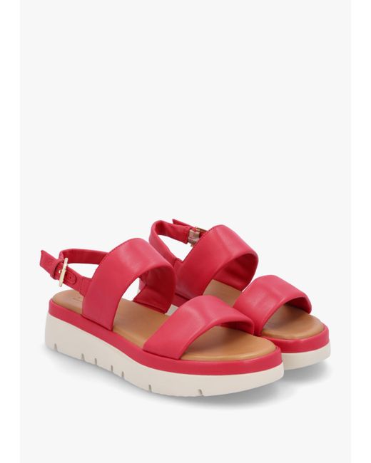 Moda In Pelle Red Netty Raspberry Leather Chunky Sandals