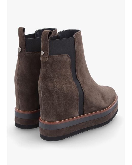 Alpe Azure Brown Suede Wedge Chelsea Boots