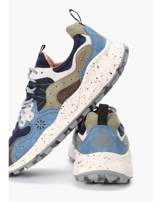 Flower Mountain White Men's Yamano 3 Uni Blue Suede & Nylon Trainers for men