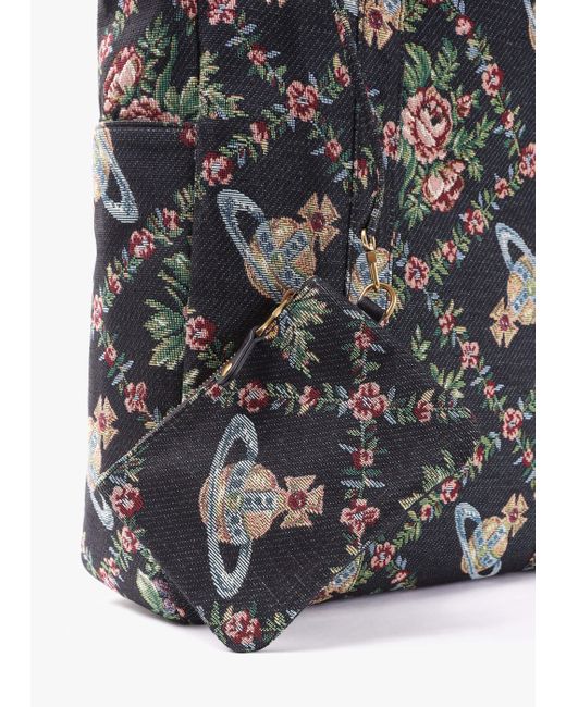 Vivienne Westwood Murray Black Trellis Tapestry Jacquard Tote Bag