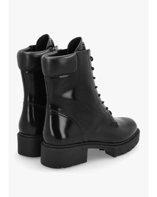 COACH Black Leighton High Shine Leather Ankle Boots