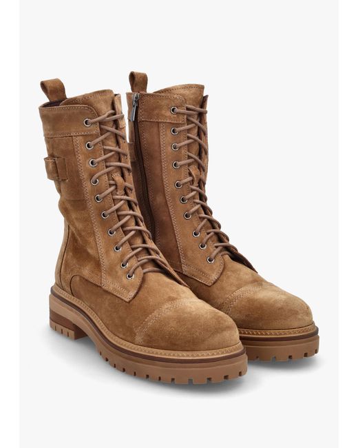 Daniel Brown Idris Tan Suede Ankle Strap Biker Boots