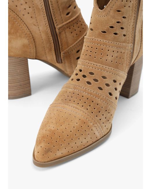 Alpe Natural Austie Perforated Block Heel Ankle Boots