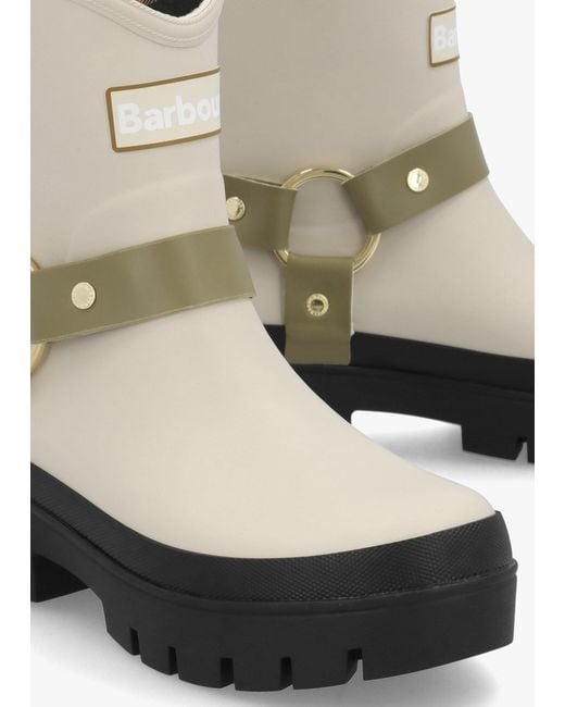 Barbour White Elley Harness Light Oak Bleached Wellington Boots