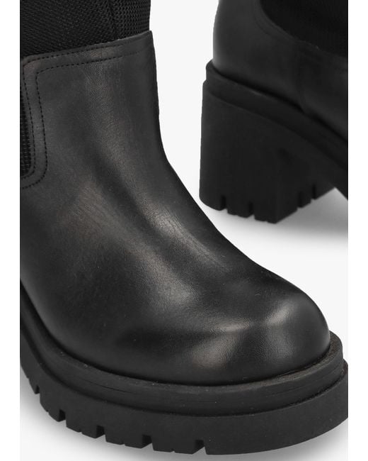 Daniel Bliny Black Leather Block Heel Knee Boots