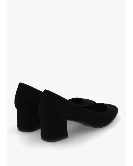 Luca Grossi Black Suede Pointed Toe Block Heel Court Shoes