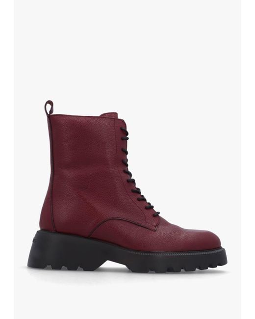 Wonders Purple Atari Burgundy Leather Ankle Boots