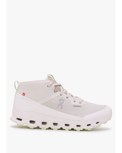 On Shoes White Cloudroam Waterproof Ice Limelight High Top Trainers