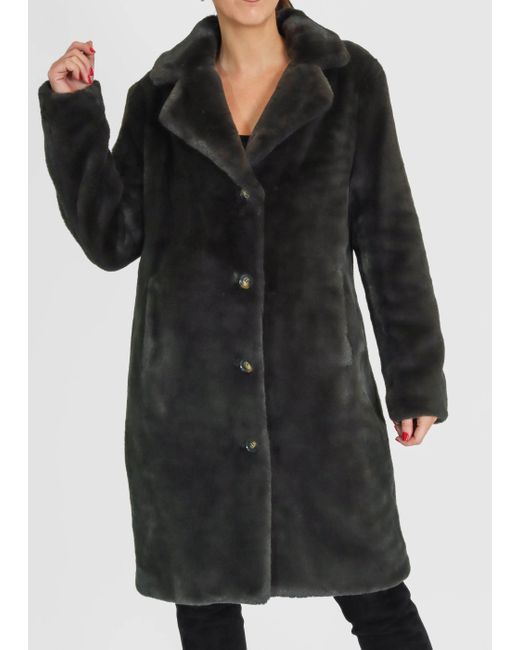 Oakwood Black Cyber Grey Faux Fur Coat
