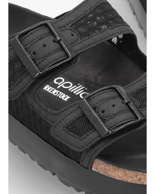 Birkenstock Arizona Pap French Piping Flex Platform Black Mules