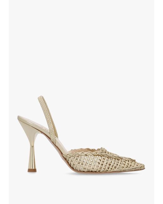 Daniel Metallic Tiffi Gold Leather Woven Sling Back Court Shoes