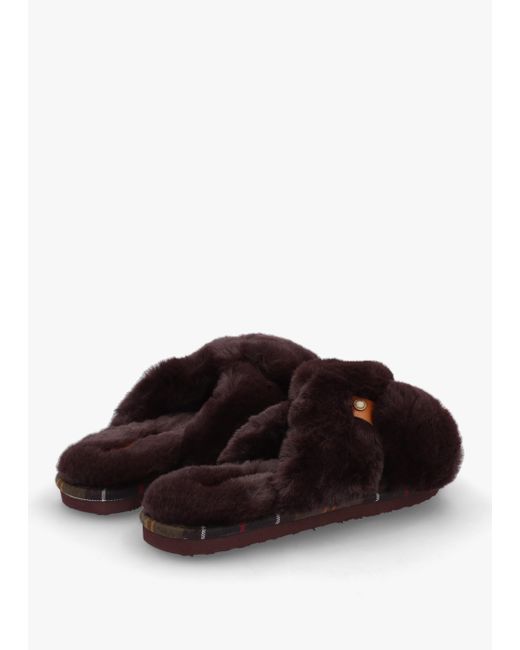 Barbour Multicolor Eliza Cross Over Faux Fur Slippers