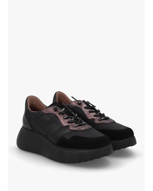 Wonders Black Roma 31 Mixed Textile Chunky Trainers