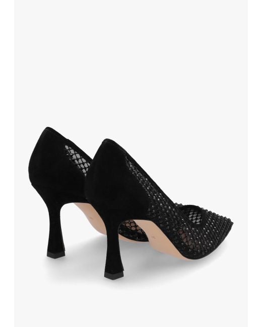 Daniel Alma Black Crystal Mesh Heeled Court Shoes