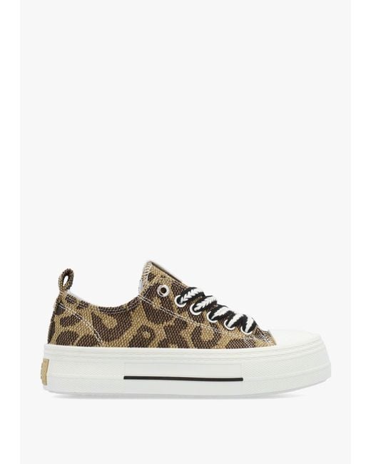 Moda In Pelle White Betta Leopard Chunky Platform Trainers