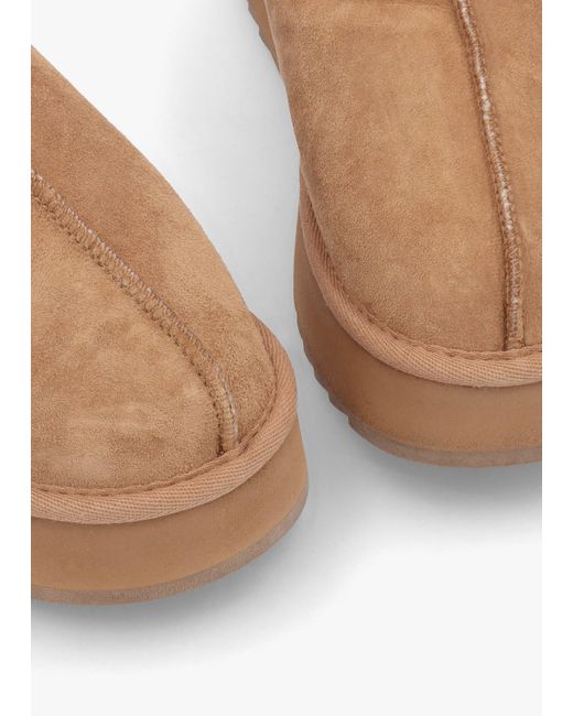 Daniel Brown Somolly Tan Suede Shearling Platform Slippers