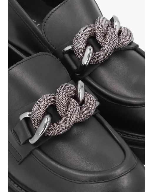 Daniel Lisbon Black Leather Link Chain Chunky Loafers
