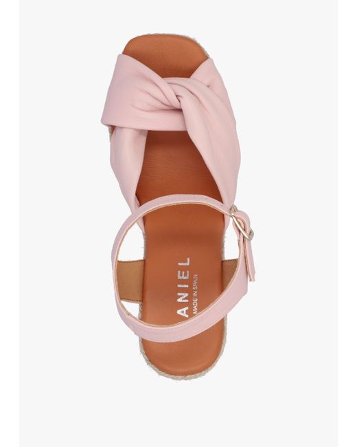 Daniel Kimberly Pink Leather Knotted Wedge Espadrille Sandals