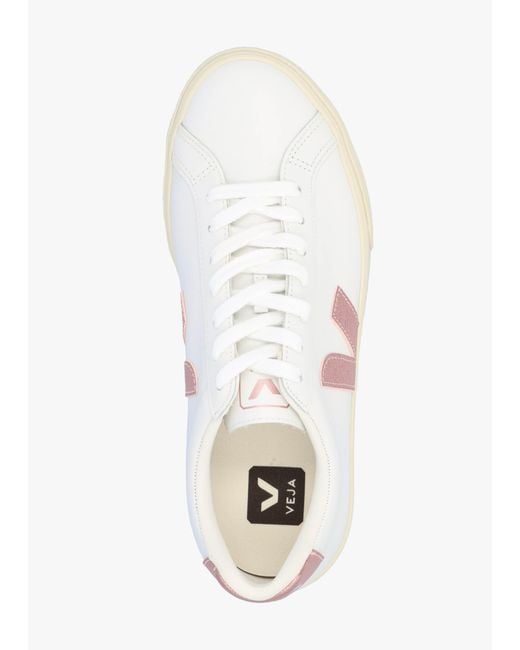 Veja Pink Esplar Logo Leather Extra Nacre Trainers