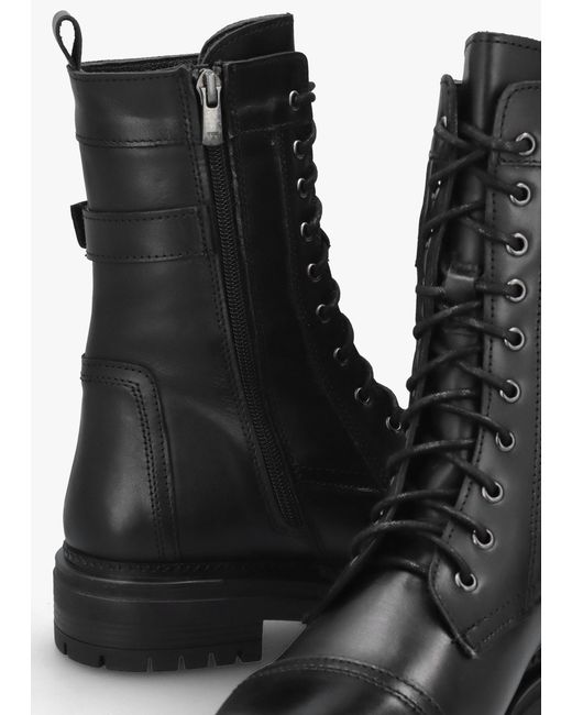 Daniel Idris Black Leather Ankle Strap Biker Boots