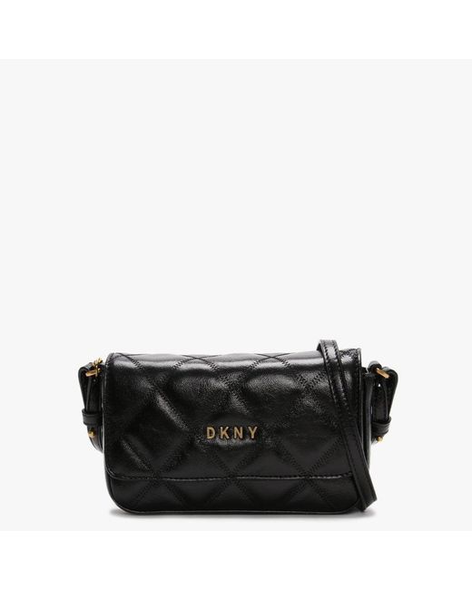DKNY Demi Quilted Black Leather Crossbody Bag Lyst UK